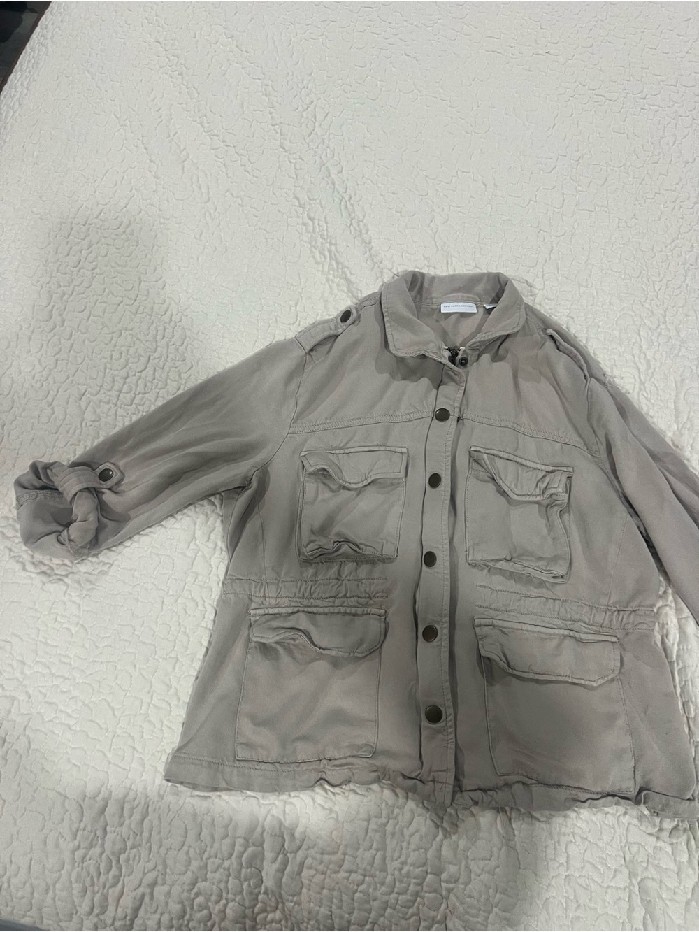 New York & Company Light khaki Utility Jacket with Button Front